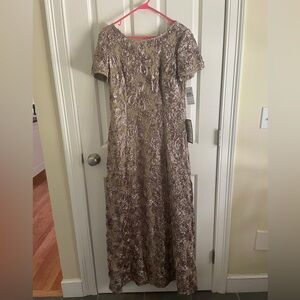 Alex Evenings Rosette A-Line Gown with Sequin Detail, Size 12